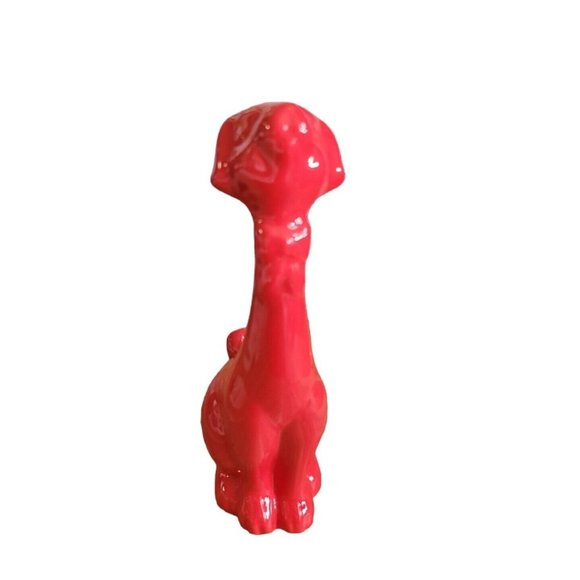 Long Neck Red Ceramic Dog Figurine Animal Lover 8.5" - Picture 4 of 8